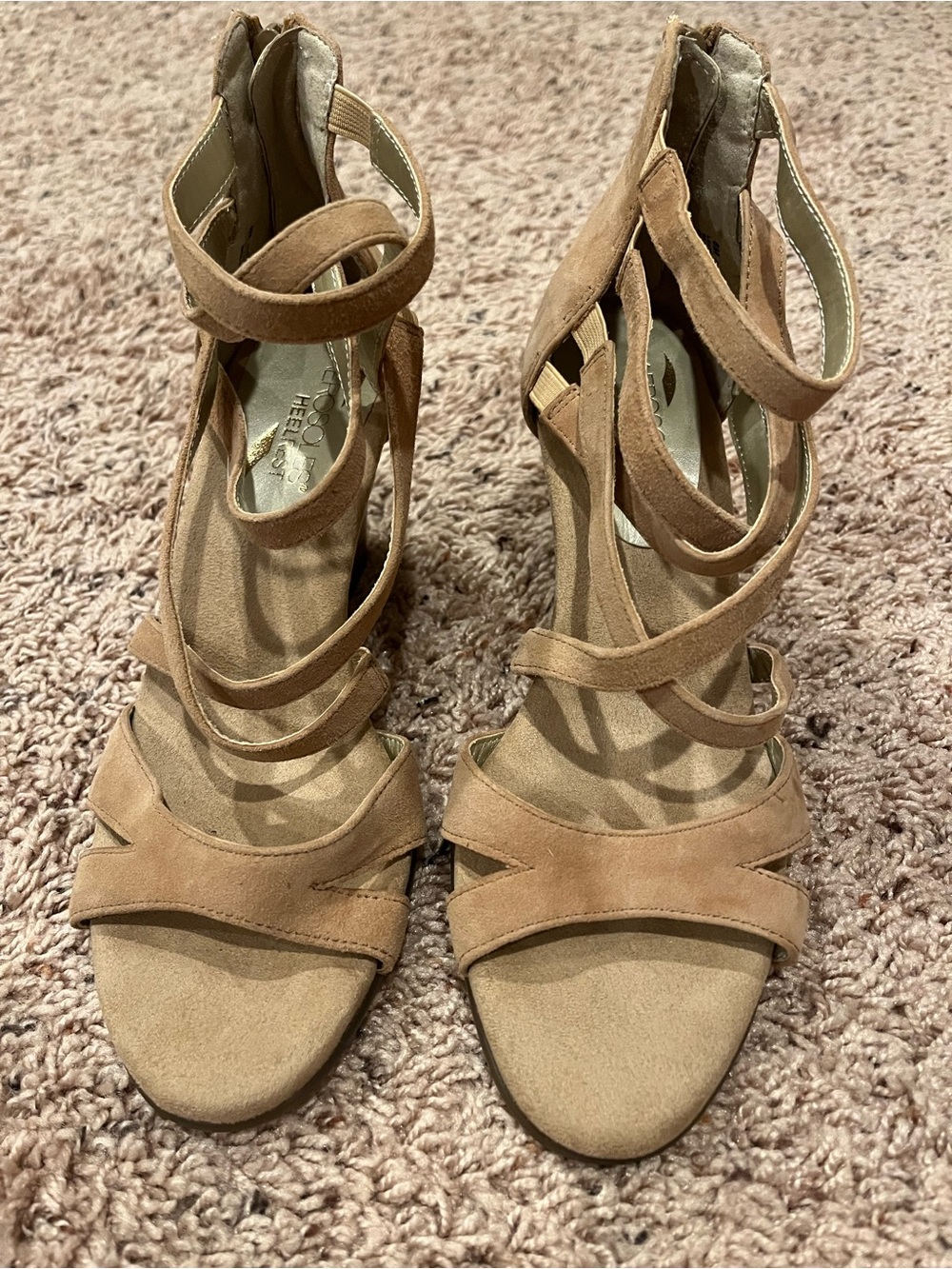 Aerosoles Heelrest Tan Strappy Wedge Sandals